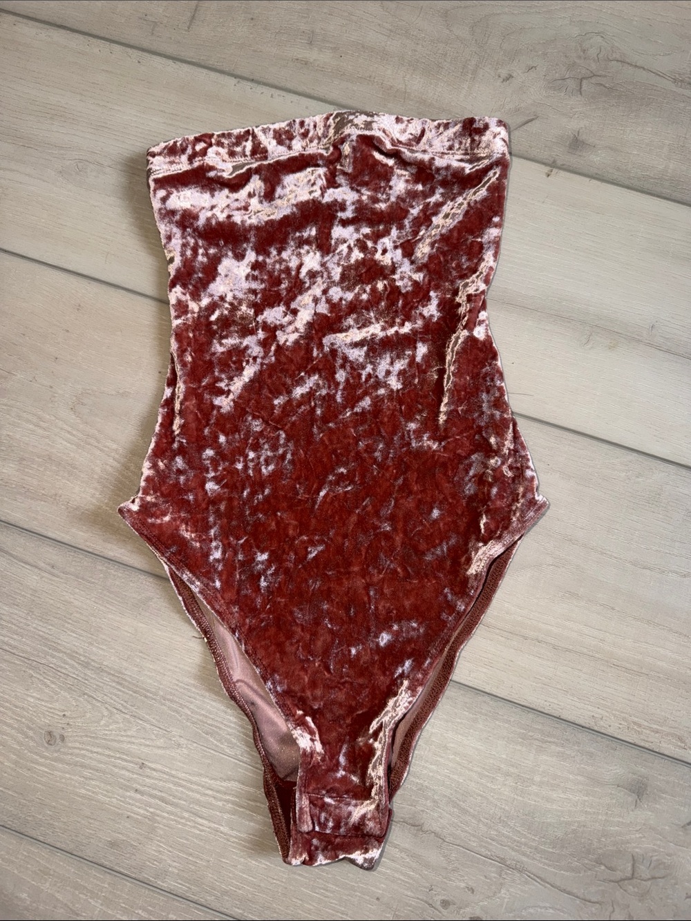 Urban Outfitters Dusty Rose Crushed Velvet Strapless Bodysuit Tank Top XS